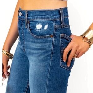 Levi's Distressed Wedgie Skinny Button Fly Light Blue Jeans